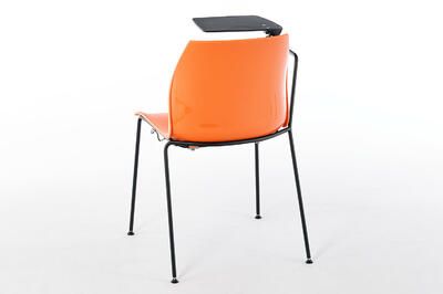 Moderne Kunststoffschalenstühle mit Schreibtablar